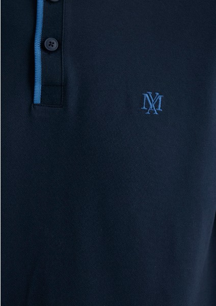 Yaka Detaylı Lacivert Polo Tişört 062373-28417