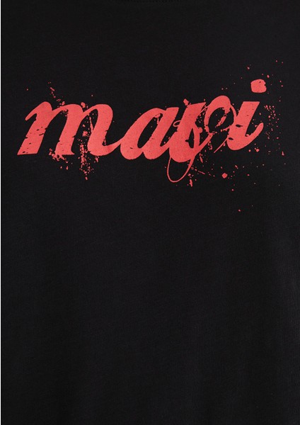 Mavi Logo Baskılı Siyah Tişört 166422-900