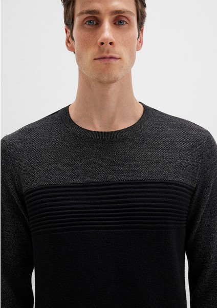 Blok Renkli Bisiklet Yaka Kazak 070377-900