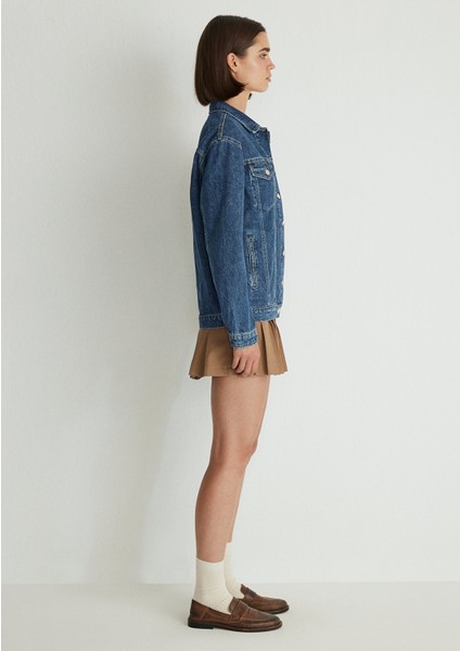 Karla 90lar Koyu Mavi Jean Ceket 110154-30105