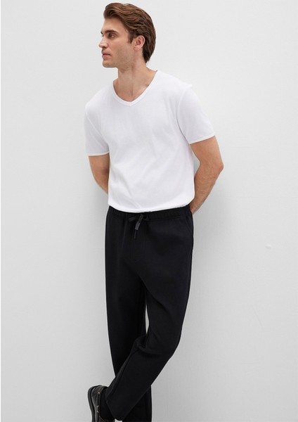 Ribana Detaylı V Yaka Beyaz Tişört 063748-620