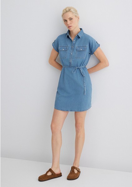 Barbara Gold Klasik Açık Mavi Jean Elbise 130548-26176