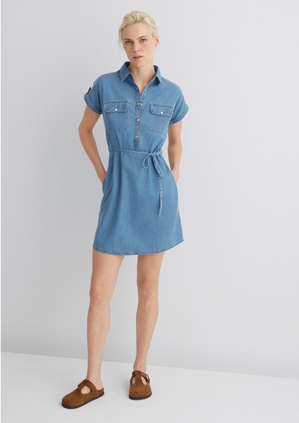 Barbara Gold Klasik Açık Mavi Jean Elbise 130548-26176
