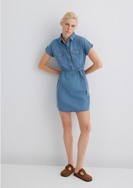 Barbara Gold Klasik Açık Mavi Jean Elbise 130548-26176
