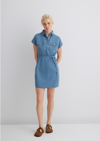Barbara Gold Klasik Açık Mavi Jean Elbise 130548-26176