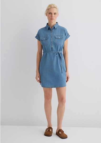 Barbara Gold Klasik Açık Mavi Jean Elbise 130548-26176