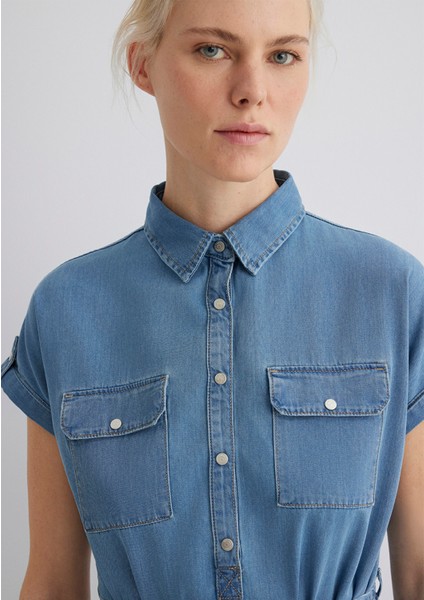 Barbara Gold Klasik Açık Mavi Jean Elbise 130548-26176