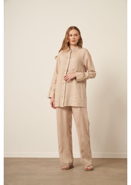 Kadın Ham Keten Takım Beige 31115 fiyatları