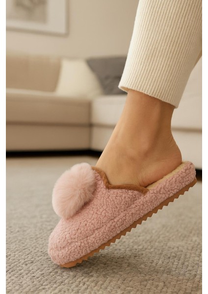 Kadın Ponponlu Ev Terliği Ses Yapmaz Kalın Taban Kışlık Terlik fiyatları
