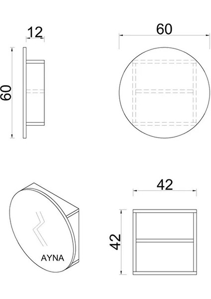 Ledli Aynalı Banyo Dolabı | Dokunmatik Ledli Aynalı Dolap | Suny Yuvarlak Banyo Dolabı