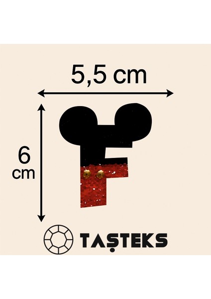 Taşlı Ütülenebilen Veya Sticker Olarak Kullanılabilen ' Mickey F ' Harfi