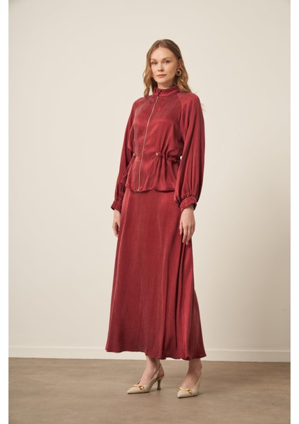 Kadın Ipek Cupra Etekli Takım Bordo 31158 modelleri