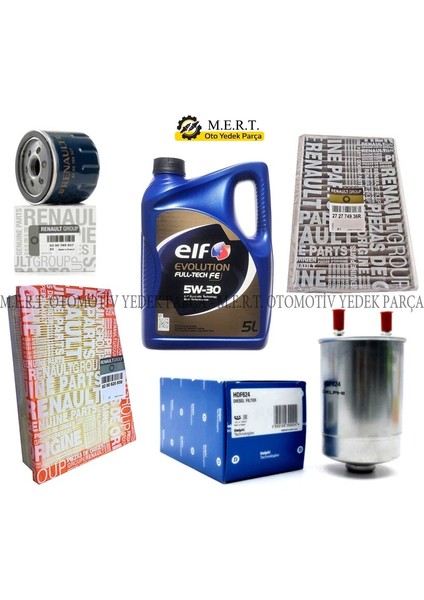 Renault Fluence 1.5 Dci Filtre Bakım Seti + Elf Motor Yağı