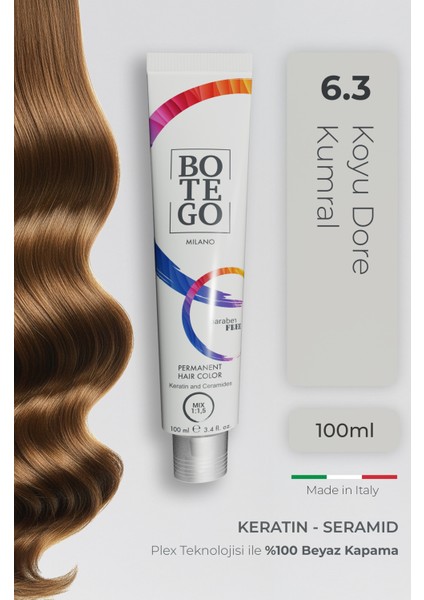 Profesyonel Krem Saç Boyası - 6.3 Koyu Dore Kumral 100 ml - Plex, Keratin, Seramid