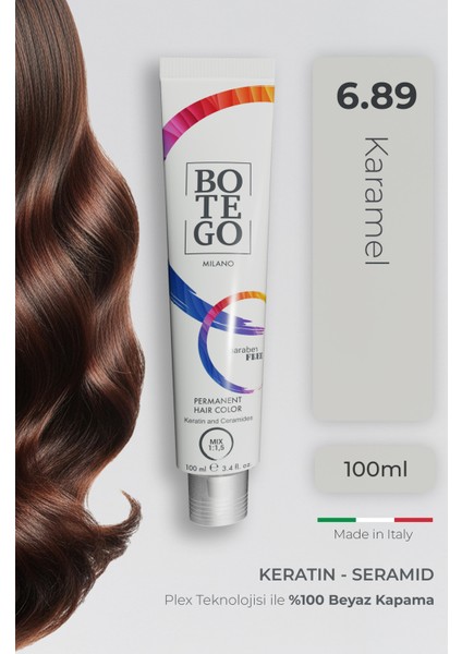 Profesyonel Krem Saç Boyası - 6.89 Karamel 100 ml - Plex, Keratin, Seramid