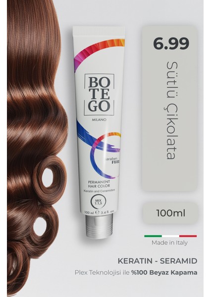 Profesyonel Krem Saç Boyası - 6.99 Sütlü Çikolata 100 ml - Plex, Keratin, Seramid