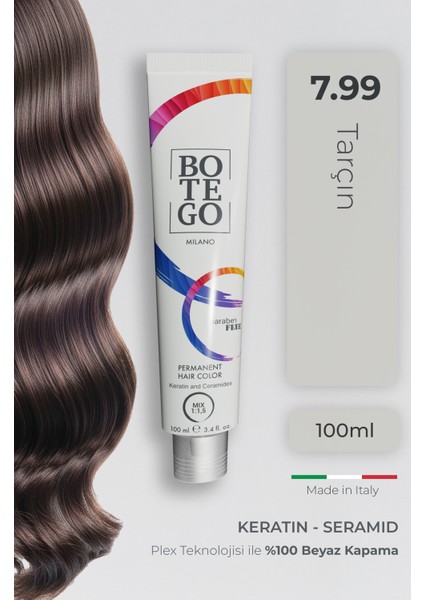 Profesyonel Krem Saç Boyası - 7.99 Tarçın 100 ml - Plex, Keratin, Seramid
