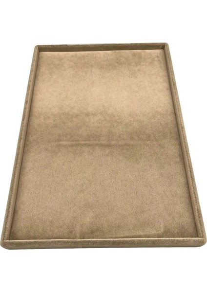 Süet Kumaş Sütlü Kahve Renk 34/24 cm Takı Servis Sunum Tablası fiyatları