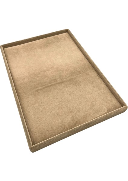 Süet Kumaş Sütlü Kahve Renk 34/24 cm Takı Servis Sunum Tablası modelleri