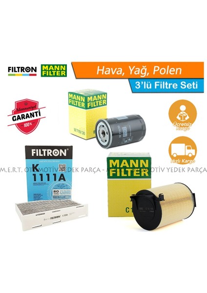 Skoda Octavia 1.6 Benzinli Mann Filtre Bakım Seti 2006-2012 (483998952)