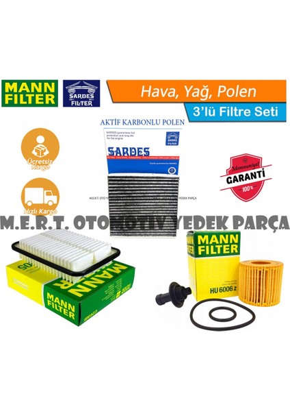Toyota Auris 1.6 Benzinli Filtre Bakım Seti (2009-2016) (483849092)