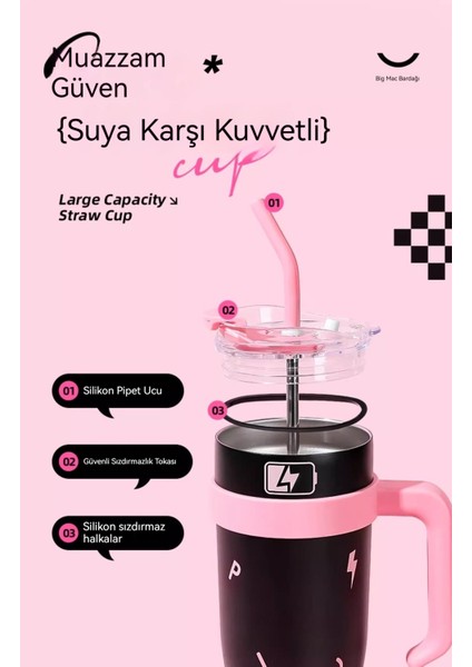 Büyük Kapasiteli Paslanmaz Çelik Astar Big Mac Pipetli Termos Bardak (Yurt Dışından) modelleri