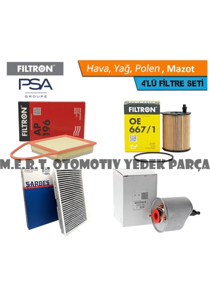 Citroen Ds4 1.6 E-Hdi Filtre Bakım Seti 2011-2015