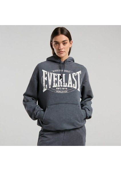 Authentic Boxing Wmn Kadın Gri Kapüşonlu Oversize Sweatshirt.333