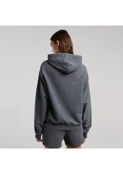 Authentic Boxing Wmn Kadın Gri Kapüşonlu Oversize Sweatshirt.333