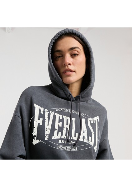 Authentic Boxing Wmn Kadın Gri Kapüşonlu Oversize Sweatshirt.333