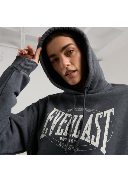 Authentic Boxing Wmn Kadın Gri Kapüşonlu Oversize Sweatshirt.333