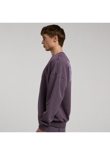 Bronx 1910 Yıkamalı Erkek Mor Sweatshirt.305