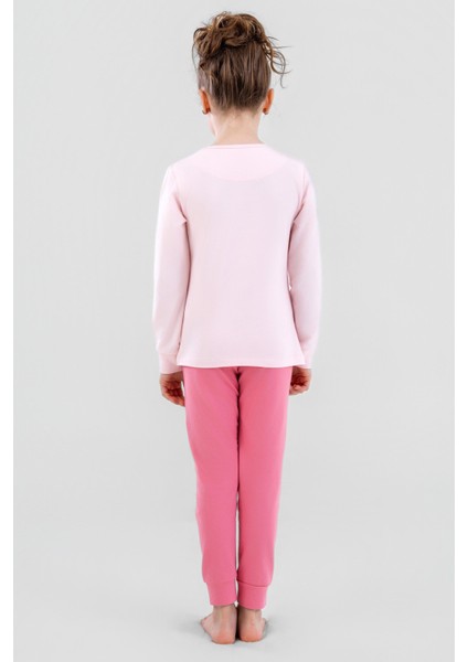 Kız Çocuk Pamuklu Bisiklet Yaka Tavşan Baskılı Uzun Kollu Pijama Takımı 9246 Pembe fiyatları