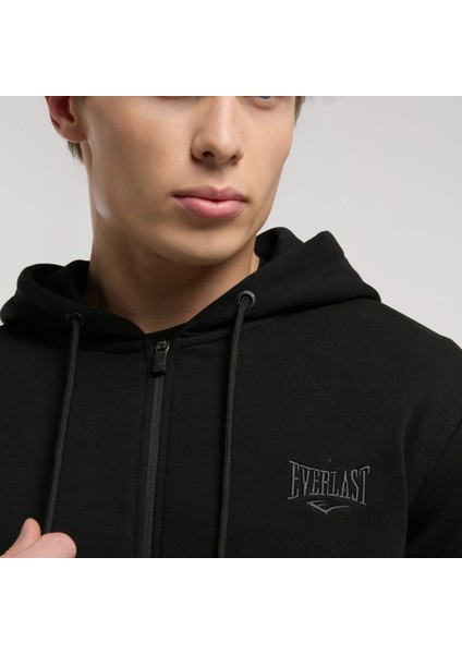 Ever Essentials Regular Erkek Siyah Kapüşonlu Full Zip Sweatshirt.167