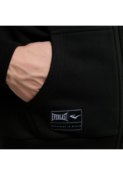Ever Essentials Regular Erkek Siyah Kapüşonlu Full Zip Sweatshirt.167