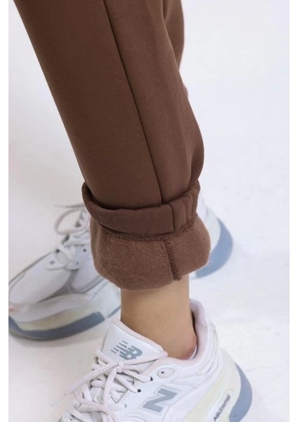 3 Iplik Şardonlu Paça Lastikli Eşofman Kahve IS001