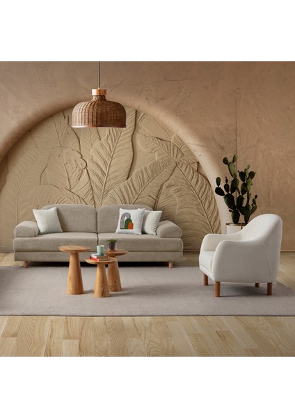 Aries Yataklı Sandıklı Koltuk Takımı 3+3+1 Sütlü Kahve