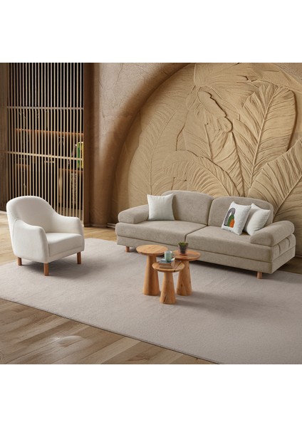 Aries Yataklı Sandıklı Koltuk Takımı 3+3+1 Sütlü Kahve