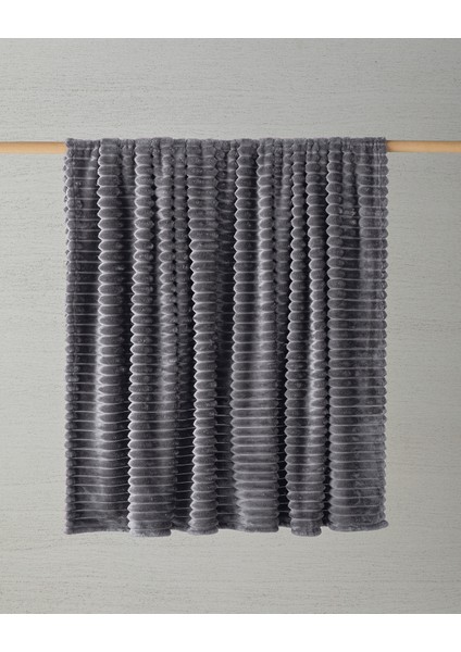 Modern Line Çizgili Super Soft Tek Kişilik Battaniye 150X200 cm Koyu Gri