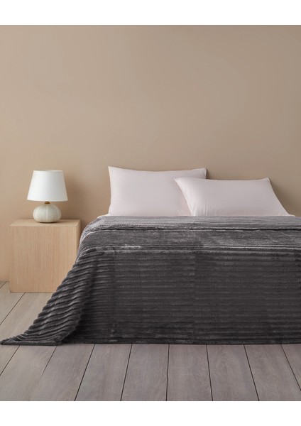 Modern Line Çizgili Super Soft Tek Kişilik Battaniye 150X200 cm Koyu Gri fiyatları