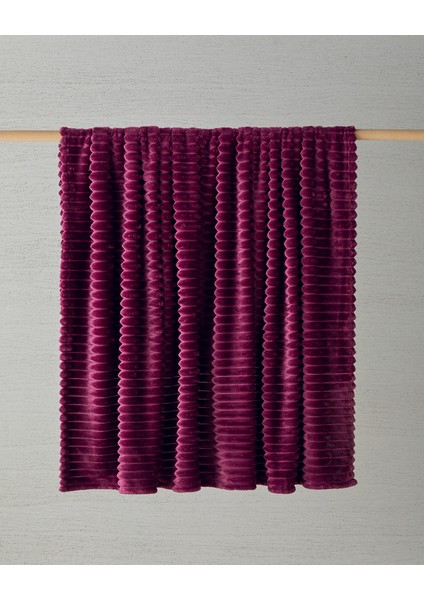 Modern Line Çizgili Super Soft Tek Kişilik Battaniye 150X200 cm Mürdüm