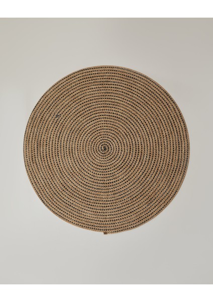 Circle Art Dekoratif Jüt Kilim 120 cm Natural-Siyah