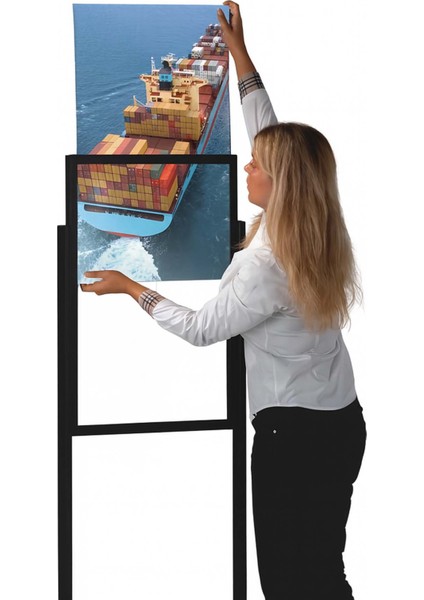 Alüminyum Sürgülü Ayaklı Poster Info Pano Siyah Tek Katlı modelleri