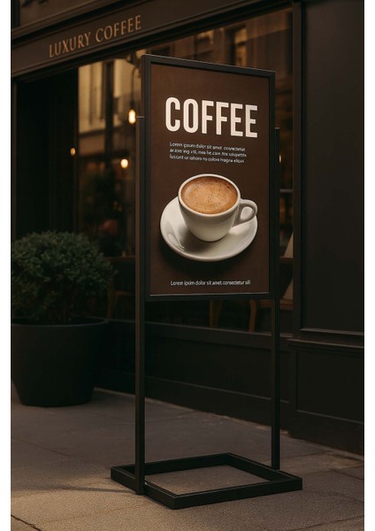 Alüminyum Sürgülü Ayaklı Poster Info Pano Siyah Tek Katlı indirimleri