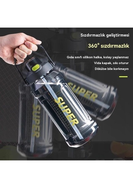 2000ML Açık Spor Fitness Ekstra Kapasiteli Çift Içme Pipetli Plastik Bardak (Yurt Dışından) modelleri