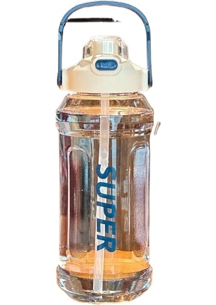 2000ML Açık Spor Fitness Ekstra Kapasiteli Çift Içme Pipetli Plastik Bardak (Yurt Dışından)
