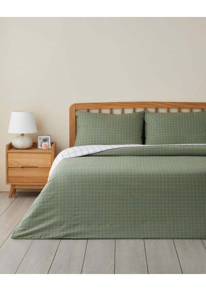 Checkmate Kolay Ütülenir Tek Kişilik Nevresim Seti 160X220 cm Yeşil