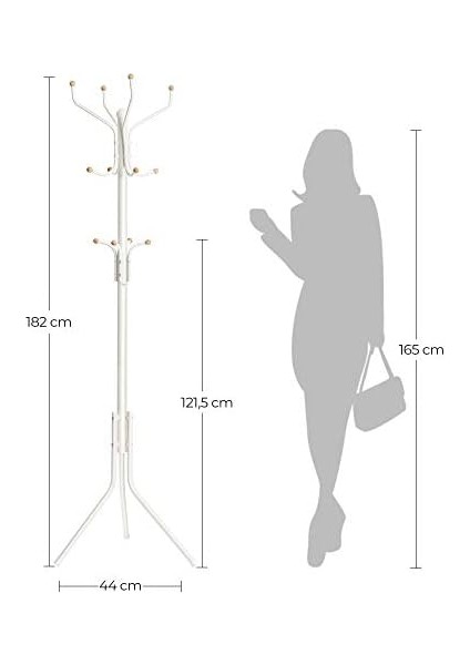Askı Standı, Sağlam Metal Elbise Askısı, Gardırop Boyu Yaklaşık 182 Cm, Beyaz, RCR19W modelleri