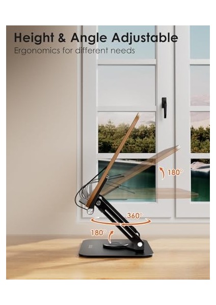 Metal Ahşap Kitap Okuma Standı 360 Dönebilen Katlanabilir Masaüstü Rahle Laptop Standı Tablet fiyatları