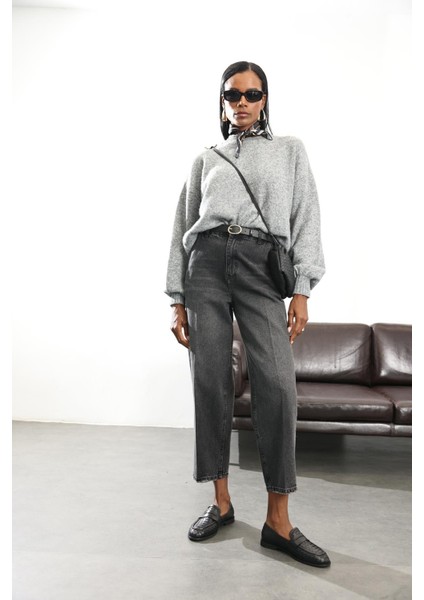 Füme Yüksek Bel Baggy Jean RM3004